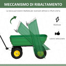 Carrello da Giardino Ribaltabile 4 Ruote 118x58x102 cm 125 Litri Verde
