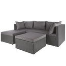 Set Salotto Divano da Giardino con Pouf Contenitore in Polyrattan Grigio Scuro