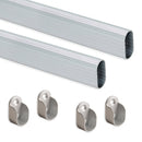 Set 2 Bastoni Appendiabiti per Armadi Ovali 95 cm in Alluminio Emuca Anodizzato opaco