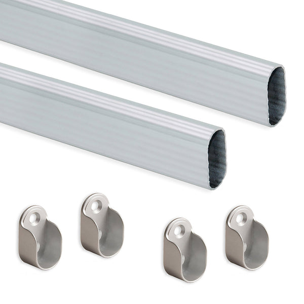 Set 2 Bastoni Appendiabiti per Armadi Ovali 95 cm in Alluminio Emuca Anodizzato opaco prezzo