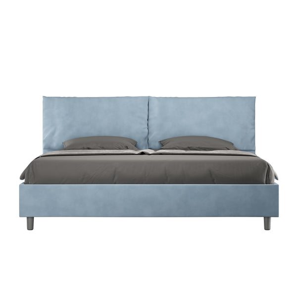 prezzo Letto Matrimoniale Imbottito in Microfibra Antea Large Azzurro Varie Misure