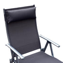 Lettino Prendisole Relax Pieghevole Telaio in Metallo Grigio 137x63.5x100.5 cm 