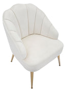 Poltrona Shell Crema 65x69x84 cm in Legno Spugna Poliestere e Acciaio Crema e Oro
