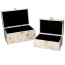 Set 2 Scatole in Legno decori oro rettangolare 