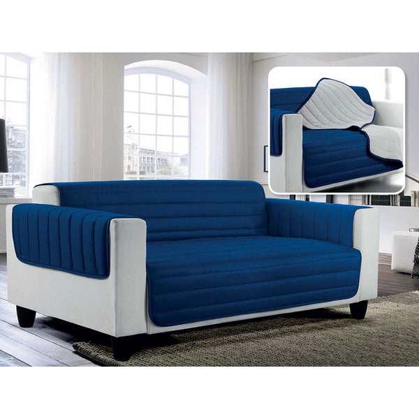 acquista Copridivano Trapuntato in Microfibra Doubleface Blu Scuro\/Grigio Chiaro