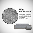 Copridivano con Penisola Destra in Poliestere e Cotone Grigio Scuro Varie Misure