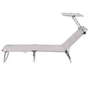 Lettino Mare con Parasole Richiudibile 190x58x27 cm in Alluminio PVC e Poliestere Ecrù Vieste      