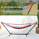 Amaca Autoportante con Supporto 298x117x105 cm Altezza Regolabile e Borsa di Trasporto in Metallo e Poliestere Rosso      