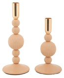 Porta Candele Aster Rosa Set 2 Pz Ø10x25,5 cm - Ø10x20 cm in Ferro Rosa e Oro      