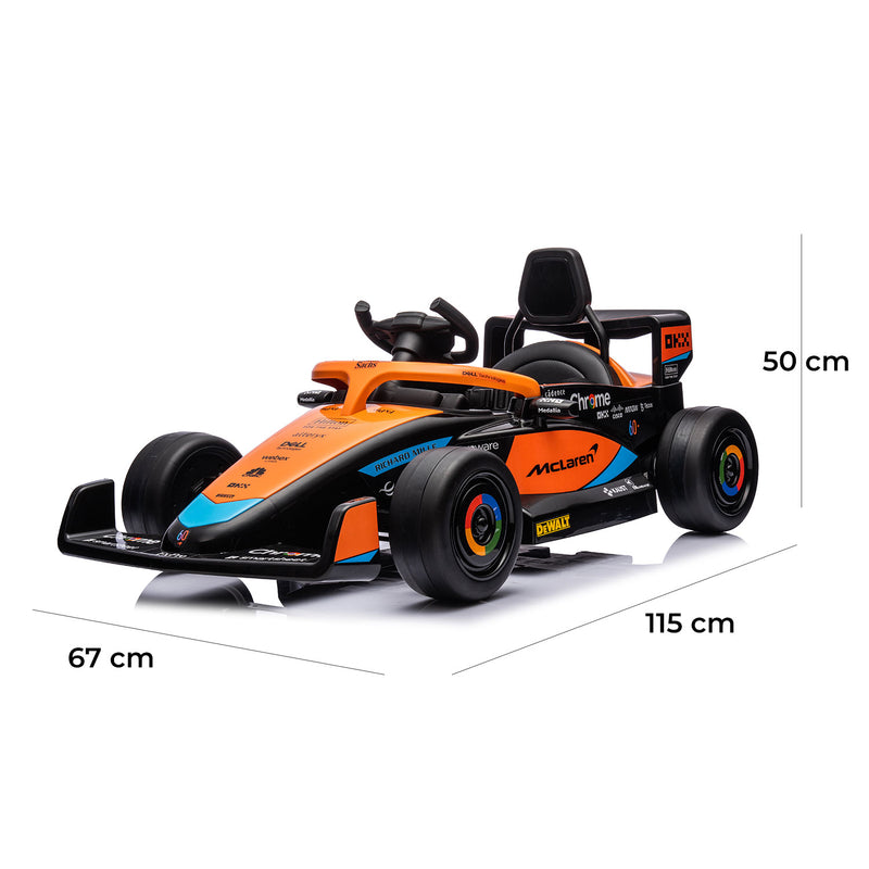 Macchina Elettrica per Bambini 12V Licenza McLaren F1 Team Nera e Arancione