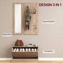 Set Mobili da Ingresso con Panca Scarpiera Appendiabiti a Muro e Specchio in Legno Truciolare Marrone Scuro   
