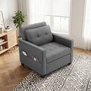 Poltrona Letto Singolo 91,5x83x90 cm Chaise Lounge Seduta Ergonomica in Poliestere Grigio      