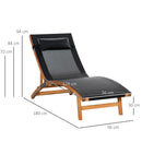 Lettino Prendisole da Giardino 180x56x72 cm in Legno e Texteline Nero