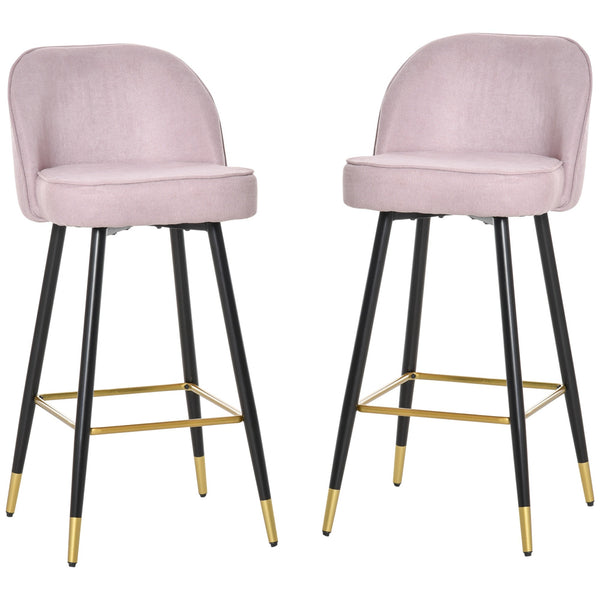Set 2 Sgabelli da Bar 55x44,5x101 cm in Poliestere Rosa sconto
