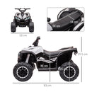 Quad Elettrico per Bambini 12V Ruote Larghe con Sospensioni e Fari LED Bianco