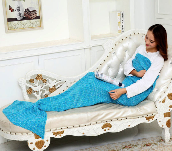 Coperta in Acrilico 180x100 cm Coda di Sirena Celeste online