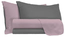 Set Lenzuola Sopra Sotto e Federe Doubleface Rosa Antico\/Fumo Varie Misure