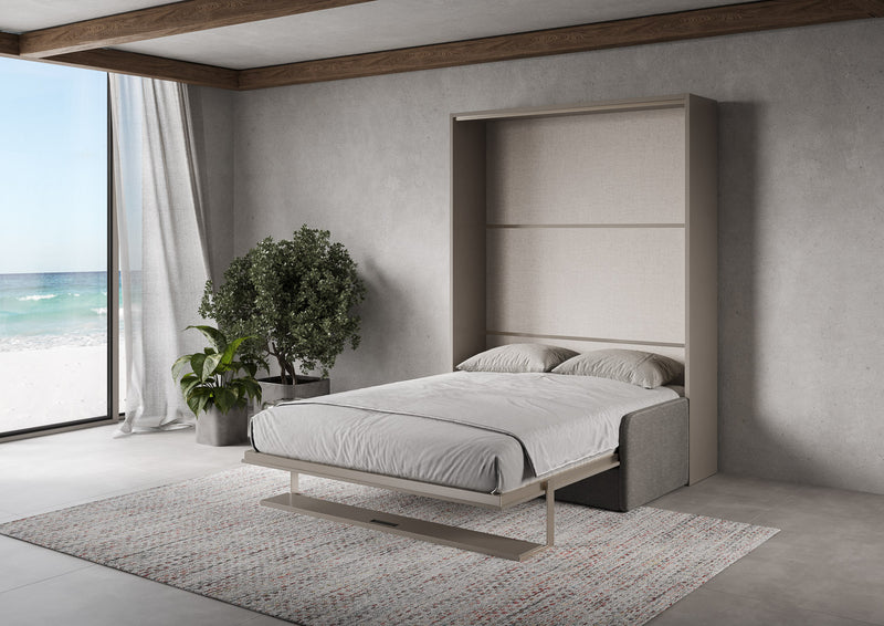 Letto Matrimoniale A Scomparsa 160 Versia Con Divano E Mensola Argilla      