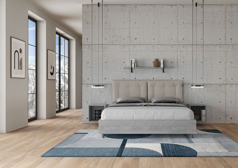 Letto Matrimoniale Struttura Cemento con Cuscini in Similpelle Egos Annalisa Tortora Varie Misure