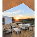 Set Salotto da Giardino Divano 2 Poltrone e Tavolino con cuscini in alluminio grigio