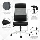 Sedia Poltrona Direzionale da Ufficio 77x75x115-125 cm in Tessuto a Rete Poliestere Nera e Bianca