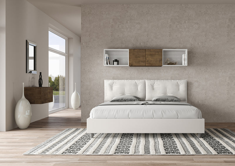 Letto Matrimoniale Imbottito in Similpelle Appia Large Bianco Varie Misure