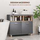 Mobile Bagno con Armadietto e Vani Aperti 80x35x70 cm Grigio   