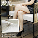 Set 4 Pezzi da Esterno Divanetto 2 Poltrone e Tavolino Basso con Piano in Vetro in Rattan Bianco Crema   