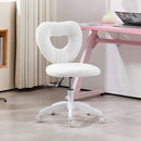 Sedia da Ufficio 45x56x78-88 cm con Schienale a Cuore in Velluto Teddy e Plastica Bianco  