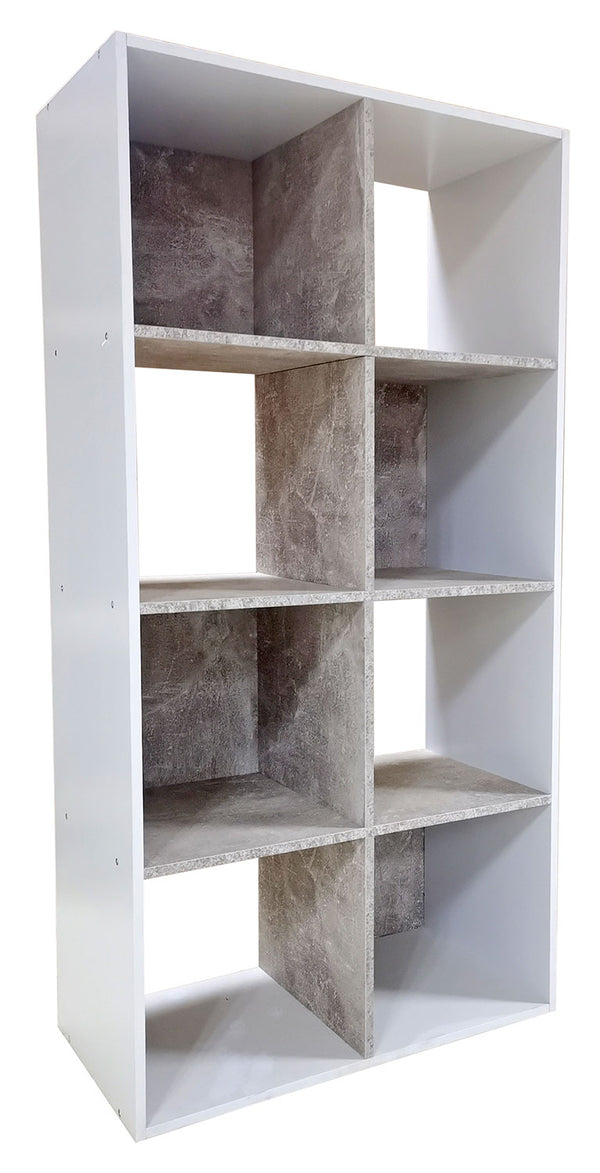 Libreria Soggiorno 8 Vani 60x30x120 cm in Truciolare Bianco e Cemento online