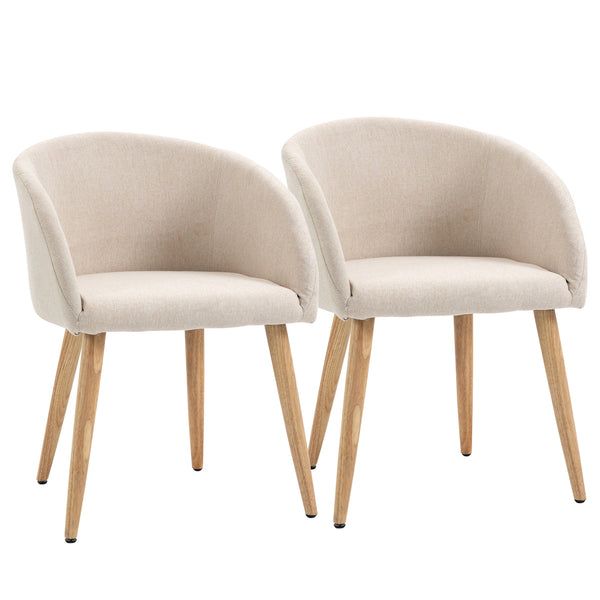 prezzo Set di 2 Sedie da Pranzo Stile Scandinavo 55x56x74 cm Imbottite in Tessuto Beige