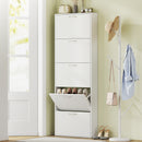 Mobile Scarpiera a 5 Ante Antiribaltamento 65x17x180.5 cm in Legno Bianco      