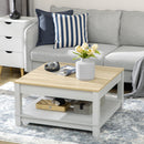 Tavolino da Caffè 80x80x42,5 cm con Ripiano in Truciolato  Grigio e Legno