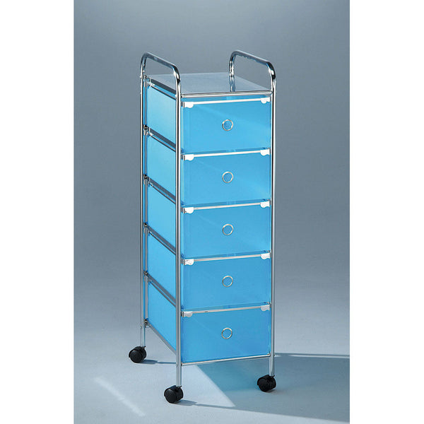 Cassettiera in Acciaio 5 Cassetti in PVC 30,5x37x98cm Fumer Getty Blu online