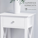 Comodino per Camera da Letto Tavolino d'Appoggio con Cassetto in Legno Bianco 40x30x55 cm 