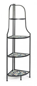 Portapiante ad Angolo 41x28x131h cm 4 Ripiani Pieghevole in Metallo