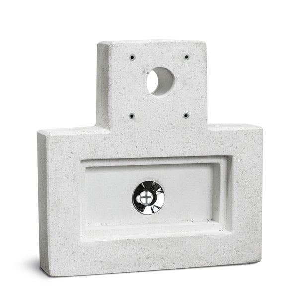 Base con Vasca Rettangolare 40x40x8 cm per Fontane in Cemento Levigato Bianco  