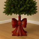 Base Albero di Natale Fiocco Rosso Supporto con Attacco Universale 32x32x35 cm