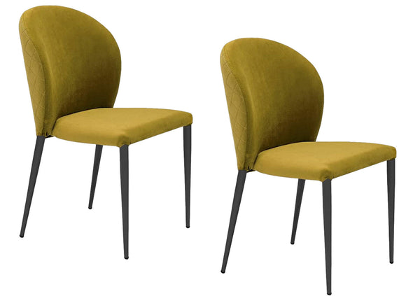 online Set 2 sedie Imbottite 45x58x86,5 cm In Tessuto Tiffany Ghibili Lux Senape