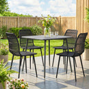 Set 4 Pezzi Sedie da Pranzo per Esterni 46x51x84,5 cm con Schienale Fessurato in Metallo e PP Nero      