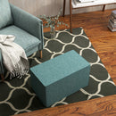 Pouf Poggiapiedi Rettangolare 75x41x41 cm Rivestimento Rimovibile in Tessuto Effetto Lino Verde