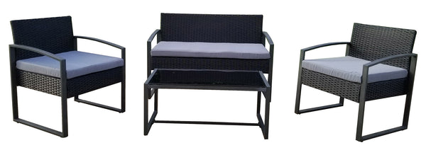 Set da Giardino Divano Poltrone e Tavolino in Polyrattan Becker Levanto Nero online