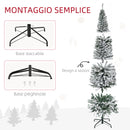 Albero di Natale Innevato Slim 225 cm 738 Rami Effetto Neve in PP e Acciaio Inox Verde  