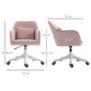 Sedia Operativa da Ufficio Massaggiante a 2 Punti con Cuscino e Braccioli 57x70x78-86 cm Rosa 
