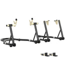 Set 2 Cavalletti Alzamoto Regolabili a Triangolo con Rotelle e Forcelle a U e L in Acciaio Nero   