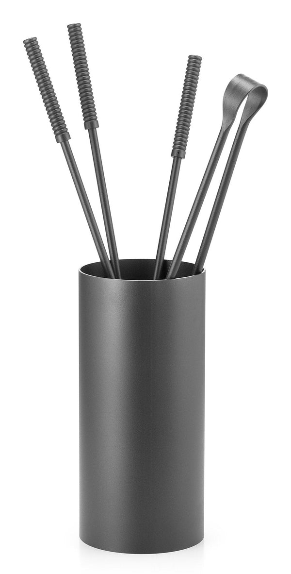 acquista Set Camino 4 Pezzi con Barilotto Ø15x60 cm in Ferro Belfer 3002 Antracite