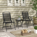 Set 3 Pezzi da Giardino con 2 Sedie 53,5x64x93 cm e Tavolino da Caffè Ø45x50 cm in Metallo Nero      