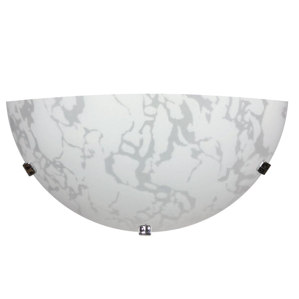 sconto Applique 1xE27 Ganci Cromo Vetro Lastra Bianco Decorato Marmo E-Energy Maida