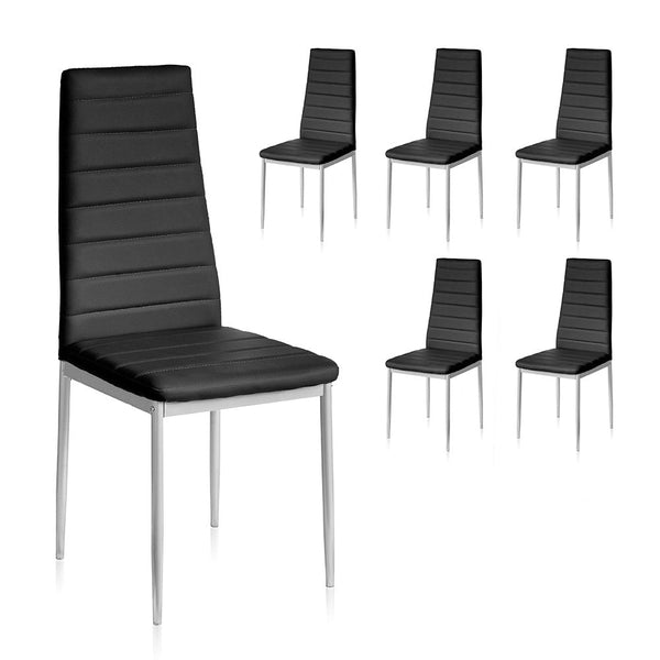 sconto Set 6 Sedie 41x41x96 cm in Similpelle da Interno Nere