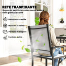 Set 5 Pezzi da Giardino con 4 Sedie Impilabili e Tavolo in Vetro Temperato con Foro per Ombrellone in Texteline Grigio Chiaro      